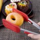 Cooking Tongs 9 inches and 12 inches Stainless Steel Kitchen Silicone Serving Tongs Heat Resistant Meat Turner Spatula Tongs Fish Tongs with Locking Handle Joint (Red)